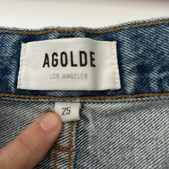 AGOLDE Women's Blue Denim Shorts - Picture 6 of 9